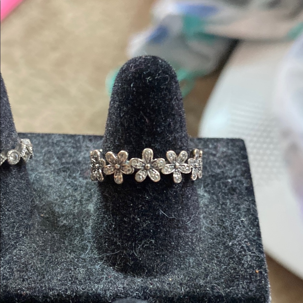 Pandora Sterling Silver Floral Ring